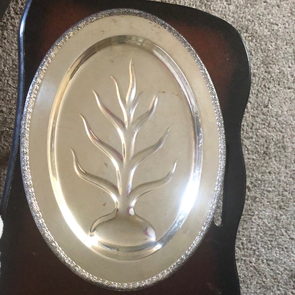 Vintage WM Rogers Primrose 7810 16 inch Silver Serving Platter Tree Tray Oval